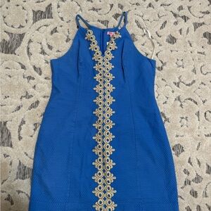 Lilly Pulitzer Royal Blue Mini Dress with Gold Trim